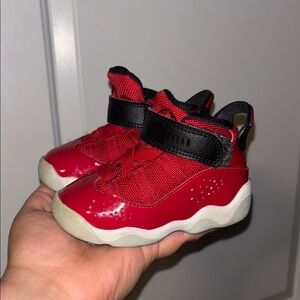 Jordan Red and Black Sneakers with Patent Leather